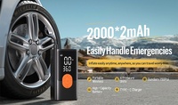 Car Motorcycle Bike Ball ABS Emergency Light Portable Electric Tire Inflator Pump 12V 150PSI Wireless Digital Display Air
