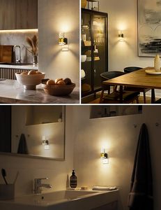 ไฟกลางคืน LED แบบเสียบปลั๊กติดผนัง ดีไซน์อะคริลิคทรงฟองอากาศ ไฟกลางคืน LED สีทองหรูหราสำหรับห้องนอน - Product Image 3