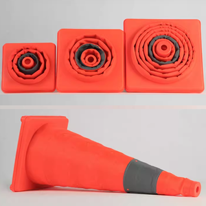 مخاريط بلاستيكية قابلة للطي لسلامة المرور على الطرق يمكن طيها بليد تعمل بالطاقة الشمسية عالية الكثافة - Product Image 4