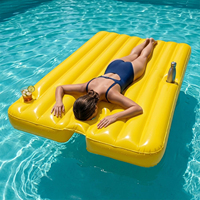 Bouée de piscine gonflable pour adultes, position ventrale, avec trou pour le visage, 2 porte-gobelets, en PVC épaissi haute résistance, écologique et étanche