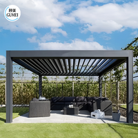 Pergola de jardin moderne de luxe motorisée, toit bioclimatique en aluminium, gazebo extérieur à lames orientables en aluminium