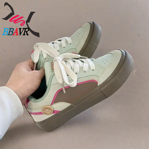 Nuevo Estilo, Zapatos Casuales de Skate para Hombre en Verde Menta, Cuero Genuino, Plantilla de PU Cómoda, Malla Suave de Eva para Mujer, para Parejas - Product Image 3