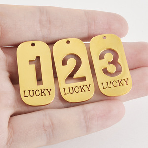 Pendentifs numérotés porte-bonheur en acier inoxydable 304 plaqué or, creux, de 0 à 9, pour la fabrication de bijoux DIY (bracelets, colliers) - Product Image 4