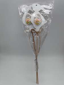 10cm coelho com ovo transparente & decoração de grânulos coloridos dentro na picareta, conjunto de 2. 2pcs embalado em polybag, altura total 32cm - Product Image 5