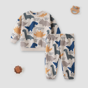 Ensemble de survêtement pour enfants en tissu recyclé écologique, imprimé cœur rose, en molleton doux, pour bébé garçon, automne-hiver - Product Image 1