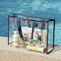 Sac de plage en PVC avec logo personnalisé, sac fourre-tout imperméable en PVC, sac de shopping à bandoulière, sac de sport transparent en PVC avec bouton