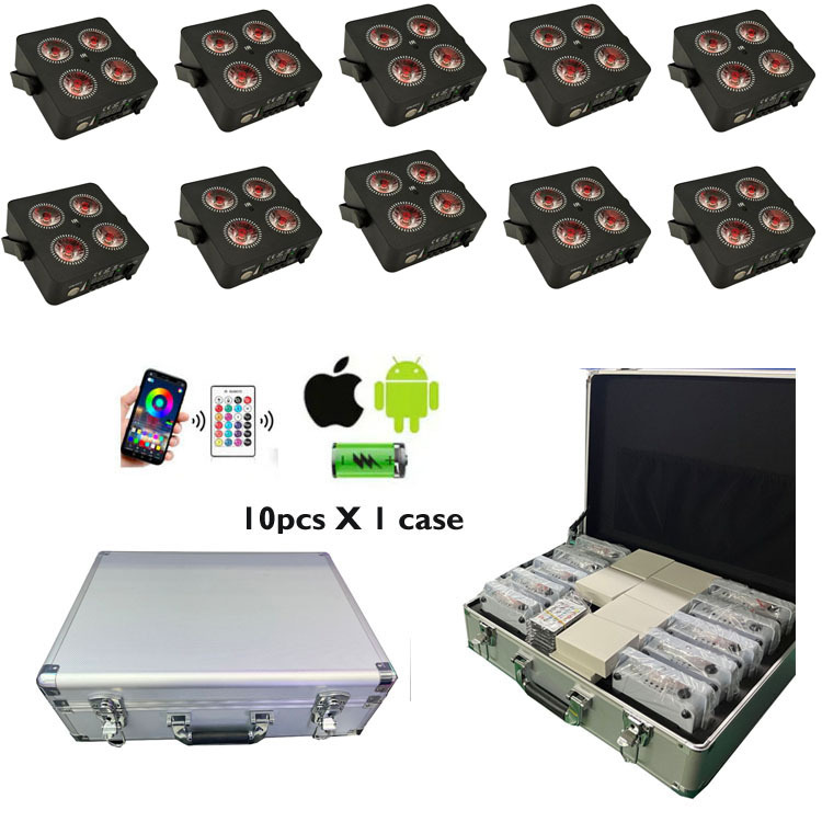 10 pièces X 1 étui Rechargeable IR4 4*18W Led Par batterie sans fil lumière Disco Club fête scène Uplight
