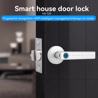Serrure de porte intelligente à empreinte digitale avec carte de mot de passe et déverrouillage à distance par application, capteur semi-conducteur en alliage d'aluminium pour porte en bois