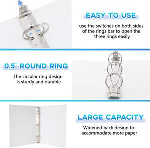 Mini Carpeta <span class=keywords><strong>de</strong></span> 3 Anillos <span class=keywords><strong>de</strong></span> 1/2 Pulgada, Compatible con Papel <span class=keywords><strong>de</strong></span> 5.5 x 8.5, Plástico Flexible, Tres Anillos Redondos, Carpeta Pequeña Azul A5, al por Mayor para la Escuela y la Oficina - Product Image 4