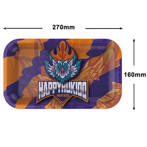 Vapruz custom wholesale tinplate tobacco accessories 27x16 cm smoking rolling tray
