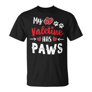 T-shirt « Cute Hearts My Valentine Has Paws » pour les propriétaires de chiens, chats et chiots, design personnalisé promotionnel - Product Image 1