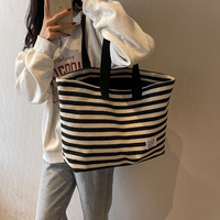 Sac en toile sur mesure pour femmes, sac fourre-tout simple à grande capacité rayé et à épaule unique pour femmes, nouvel arrivage
