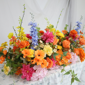 Venta caliente colorido Rosse Floral fila boda telón De Fondo decoraciones De MESA CENTRO De Mesa Mariage boda eventos escenario flor - Product Image 4