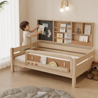 Lit pour enfants en chêne massif moderne de Jim's Room avec étagère murale multifonctionnelle et panneau perforé créatif pour chambre à coucher