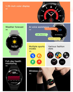 Meilleure montre connectée sportive F8 Plus avec assistant vocal IA pour hommes, écran tactile intégral de 1,39 pouce, suivi d'activité physique, suivi du sommeil, IP67, appels Bluetooth - Product Image 3