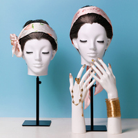 Support de présentation de tête de mannequin en plastique argenté et doré pour boutique, pour chapeaux, écharpes, lunettes de soleil, écouteurs