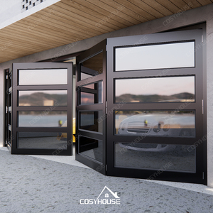 Luxuriöses Lamellen-Garagentor in Holzoptik aus Aluminium, Maßgefertigtes Bi-Fold Garagentor mit Fernbedienung für Moderne Villen und Häuser - Product Image 6