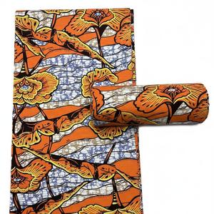 Tissu Africain DISCO Orange Golden Ankara Wax Prestige Ankara de Haute Qualité, 100% Coton, Moderne, Parfait pour Tout Projet - Product Image 1