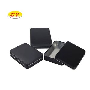 High quality wholesale hinged metal case Square tin box black tin boxes