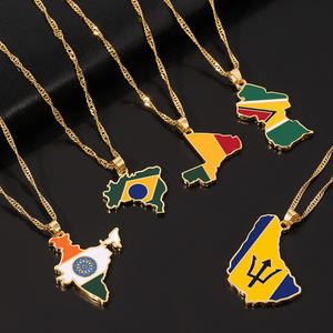 Collier avec pendentif carte du <span class=keywords><strong>monde</strong></span>, accessoires de cou, drapeaux de la Somalie, de la Palestine, de l'Angladesh, de Samoa, d'Afrique, bijoux pour femmes, matériau or, <span class=keywords><strong>2021</strong></span> - Product Image 3