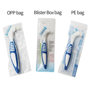 Cerdas multicapa, cepillo para <span class=keywords><strong>Dentaduras</strong></span> <span class=keywords><strong>postizas</strong></span>, cepillo de limpieza para dientes postizos, cuidado bucal, mango de goma ergonómico antideslizante, cabezales dobles, antibacter - Product Image 2