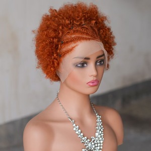 Perruques Bouclées Crépues <span class=keywords><strong>Afro</strong></span> en Gros, Cheveux Humains Brésiliens, Perruque Frontale en Dentelle 13x4, Perruques Pixie pour Femmes Noires - Product Image 6