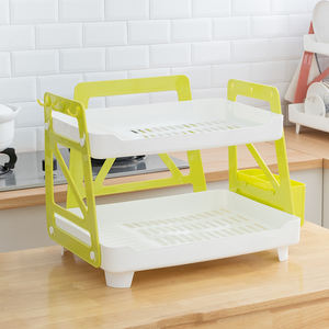 Escurridor de vajilla de plástico sin BPA de doble capa, organizador de utensilios de cocina, color brillante, nuevo diseño - Product Image 3