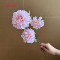 DC282 Vente en gros de fleurs artificielles en soie Dahlia à 3 têtes pour bouquet de mariage, toile de fond, fournitures d'arrangements floraux DIY