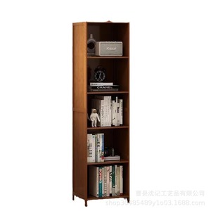 Custom Made Wooden <b>Bookcase</b> 5 Tier Ultra Narrow Dustproof <b>Solid</b> <b>Wood</b> Storage Shelf For Student Space Saving Floor Standing - Product Image 4