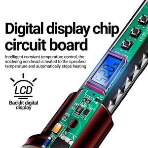 <span class=keywords><strong>Fer</strong></span> à <span class=keywords><strong>souder</strong></span> électrique intelligent 60W SL106, température réglable 180-520°C, 110V/220V, pour soudage, réparation et travaux d'électricien - Product Image 5