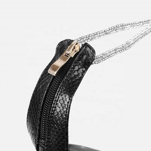 Sandalias de tacón de aguja metálicas con tiras en T y diamantes, diseño de serpiente sintética, para mujer, estilo sexy de verano - Product Image 6