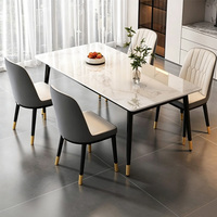 Rechteckiger Esstisch aus Gesintertem Stein mit Schwarzen Konischen Beinen aus Kohlenstoffstahl für Küche & Esszimmer