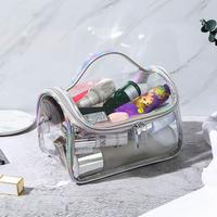 Sac de rangement portable pour maquillage, étanche, transparent, avec fermeture éclair en PVC, pour kit de voyage, organiseur de cosmétiques pour femmes
