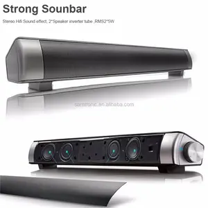 Soundbar, Speaker Bar Pendek untuk TV Suara Bar 2.0 Kabel & Nirkabel dengan Subwoofer dan Baterai Bawaan