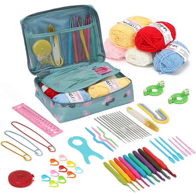 JP Flower Travelling Bag Crochet Needle Accessories Diy Knitting Hook Set Sewing Crochet Kit For Beginners