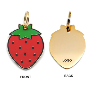 Tùy Chỉnh Sáng Tạo Trái Cây Táo Dâu Tây Dưa Hấu Dứa Thiết Kế Vàng Mạ Kẽm Hợp Kim Cứng Men Thẻ Chó Với Vòng - Product Image 3
