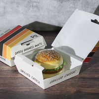 Boîte à hamburger en papier kraft avec doublure intérieure résistante à la graisse pour les chaînes de restauration rapide, commande en gros prise en charge