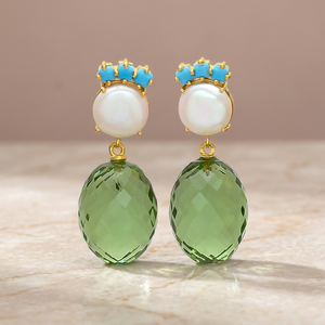 Pendientes de Plata Hechos a Mano con Piedras Preciosas, Chapados en Oro, Unisex, Estilo Boho - Product Image 2