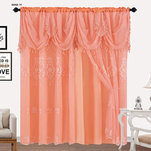 Wholesale <strong>Ready</strong> <strong>Made</strong> Luxury Beautiful Fabric Living Room Window Curtains With Embroidery and Valance Tulle - Product Image 6