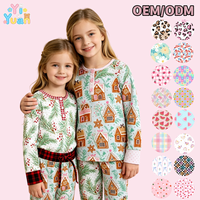 Ensemble pyjama enfant imprimé baies et branches de pin festives, haut à manches longues et pantalon à revers à carreaux, pour la veille de Noël, tenue familiale, personnalisable OEM