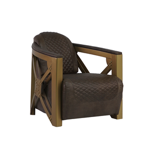 Fauteuil de salon en cuir, mobilier de luxe en aluminium, style Vintage et moderne - Product Image 2