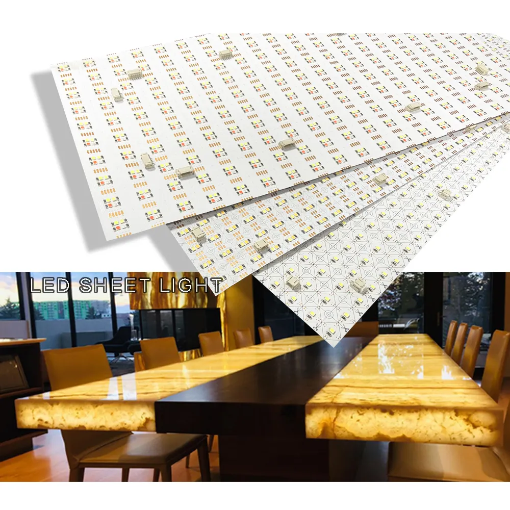 Lampu lembar panel led fleksibel dapat dipotong, 24v 420led/PC 500*235mm untuk meja dapur batu marmer onyx lampu latar