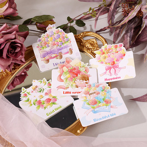 Carte de vœux romantique personnalisée de petite taille, vente en gros directe d'usine disponible, carte de vœux avec des fleurs de dessin animé - Product Image 3