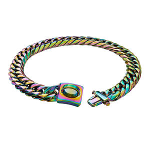 مشبك أمان للأماكن الخارجية ذهبي كوبان رابط سلسلة للكلاب قلادة عنق مطلية بالذهب أطواق للمشي للكلاب الكبيرة - Product Image 6