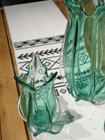 Vase à fleurs en verre artistique soufflé à la main RYLAVA, moderne et luxueux, hydroponique, ambre et vert, décoratif pour centre de table et mariage