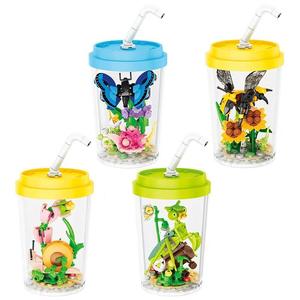 Bloques de Construcción de Plástico ABS Naranja Cuadrados 8320, Insectos, Flores, Mariposas, Abejas, Tazas de Té con Leche, Adornos Educativos para Niños - Product Image 1
