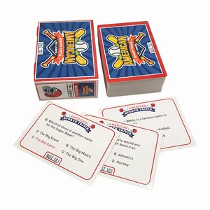 JP082 Jeu de cartes de <span class=keywords><strong>quiz</strong></span> personnalisé CMYK 4C/4C en papier, coins arrondis, combo 5 pièces, pour toute la famille, enfants et adultes, 101 questions de <span class=keywords><strong>quiz</strong></span> sur les sports américains - Product Image 1