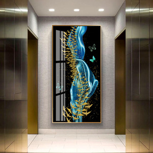 Home Decor Folha dourada Abstrato luxo moderno quadros imagem parede arte cristal porcelana casa decoração luxo - Product Image 2