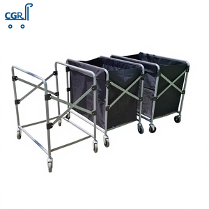 Chariot à linge pliable en X avec sac en toile et roues pivotantes pour l'hôtellerie, le ménage et l'entrepôt - Product Image 4