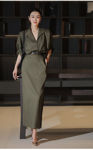 Robe d'été élégante et raffinée pour femme, style vintage français, coupe crayon, manches chauve-souris, taille cintrée, amincissante, haut <span class=keywords><strong>de</strong></span> gamme, pour affaires ou <span class=keywords><strong>maternité</strong></span> - Product Image 5